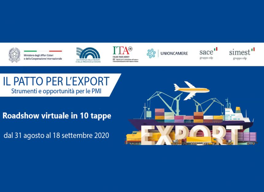 WEBINAR EXPORT Invito ai roadshow regionali  sul Patto per l'Export